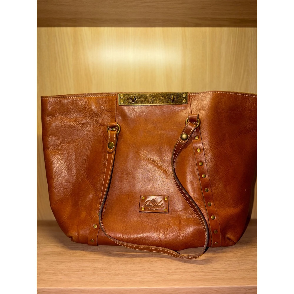 Patricia Nash Brown Leather Classic Studded Double Handle Tote Bag - Picture 2 of 9